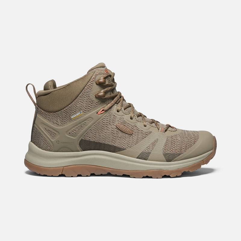 Keen Terradora II Waterproof Wanderstiefel Damen DE-04162 Timberwolf/Coral - Keen Damenschuhe Khaki